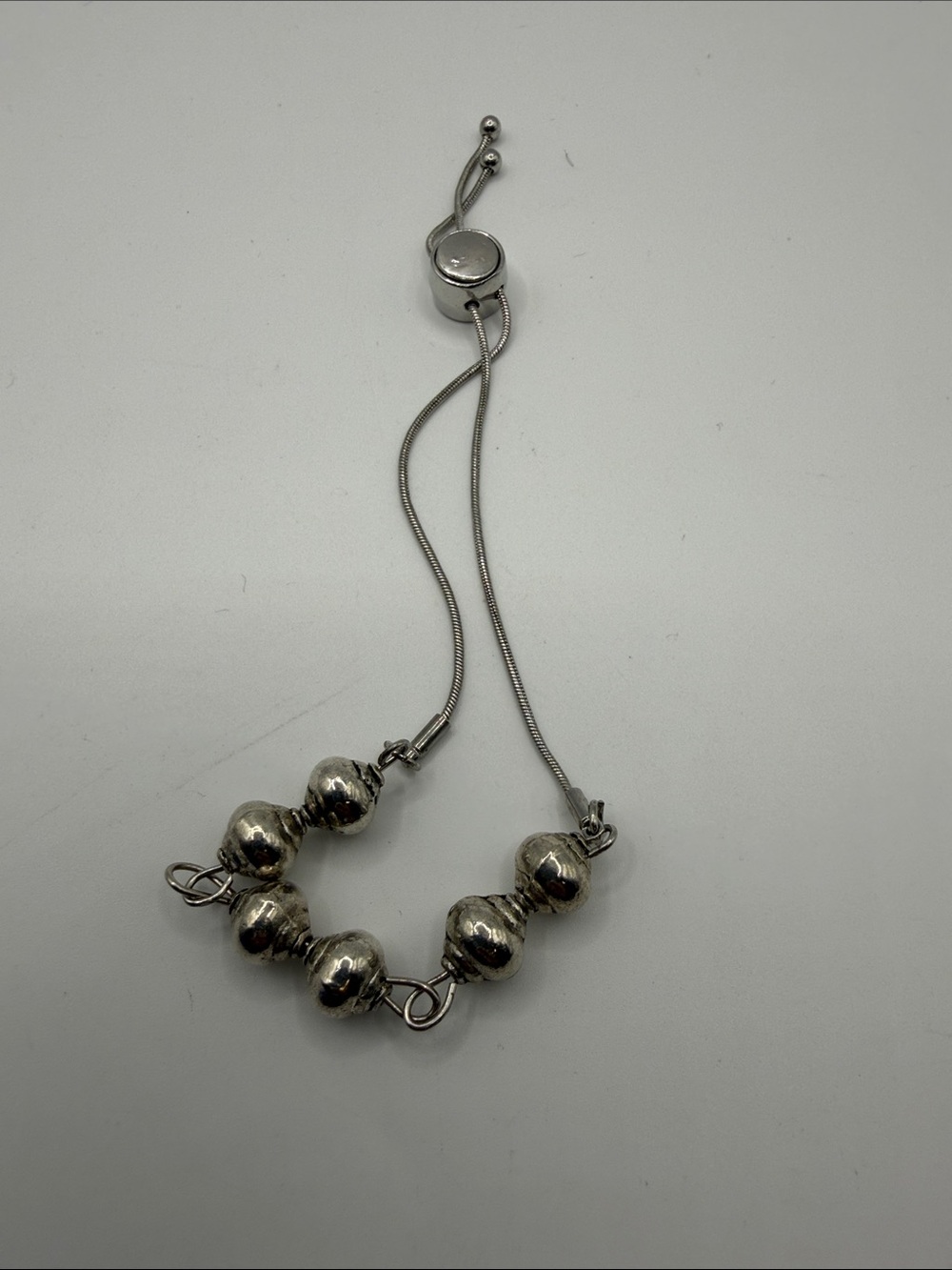 Silver Tone Beaded Slider Bracelet